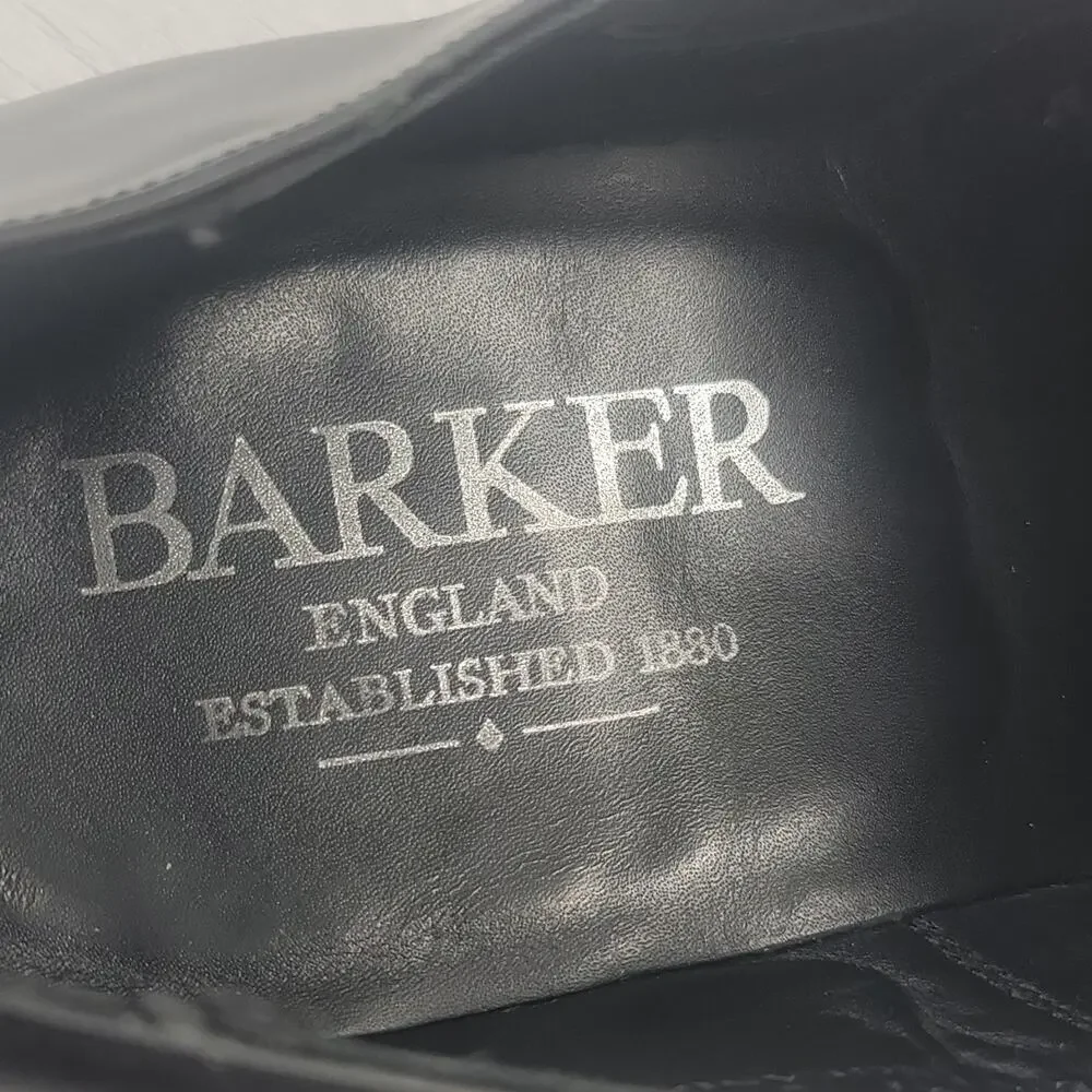 Barker Men’s 8 G Black Leather Cap Toe Lace-Up Oxford Dress Shoes Round Toe